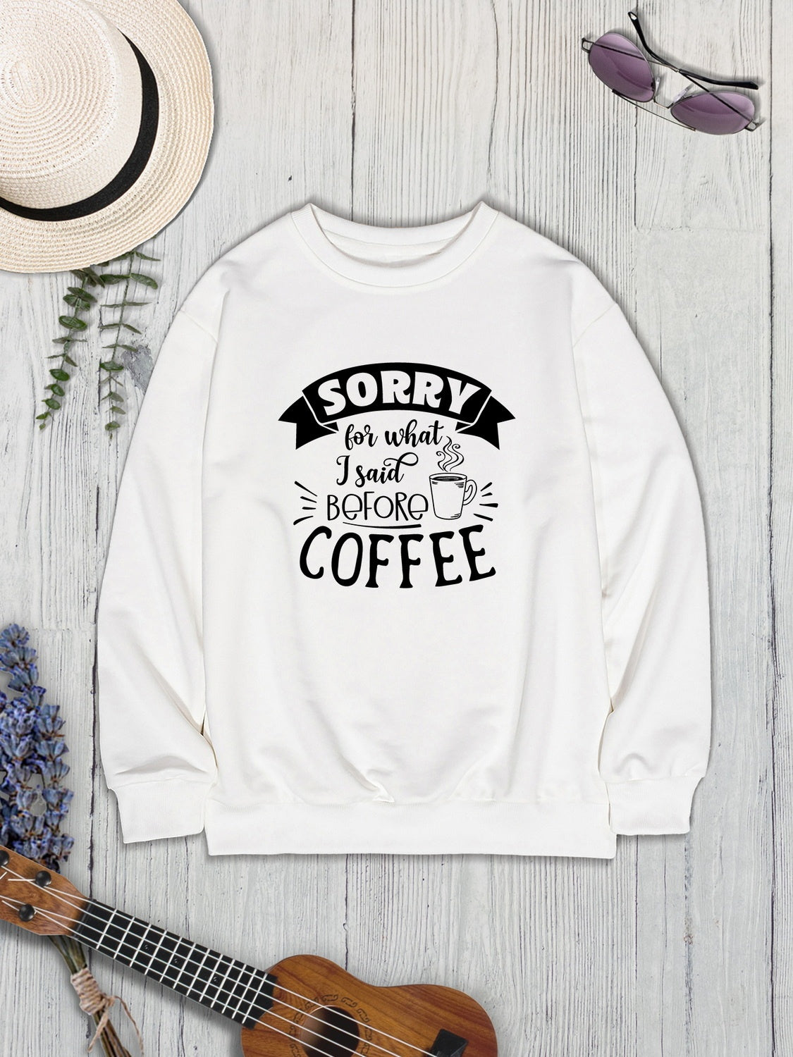 Letter Graphic Round Neck Sweatshirt