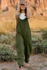 V-Neck Sleeveless Jumpsuit with Pocket