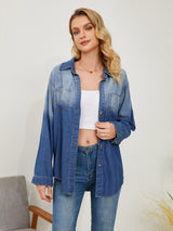 Pocketed Button Up Dropped Shoulder Denim Jakcet