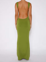 Backless Wide Strap Maxi Dress