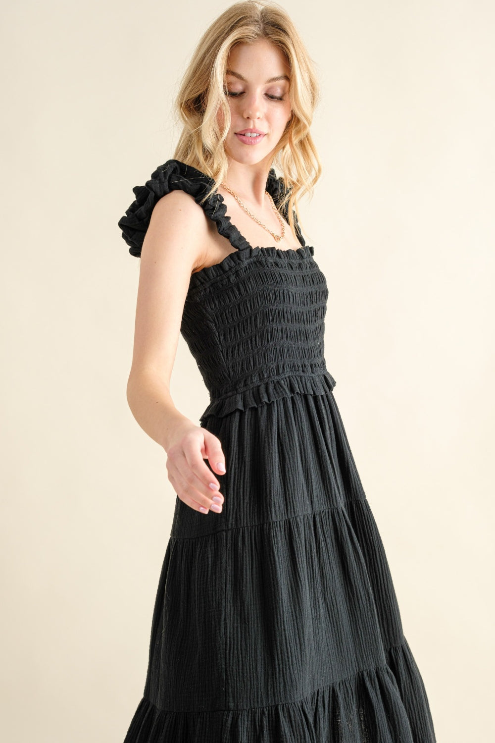 And The Why Smocked Ruffled Tiered Dress