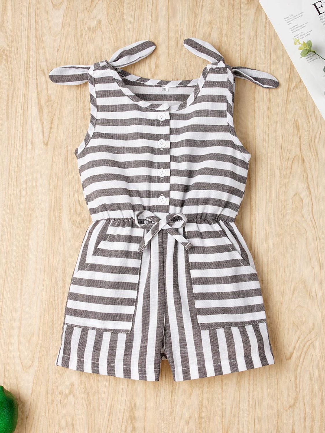 Striped Sleeveless Drawstring Romper