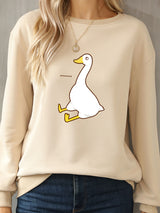 Goose Graphic Round Neck Sweatshirt