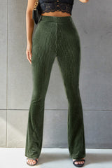 Ribbed High Waist Flare Pants