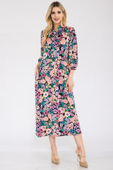 Celeste Full Size Floral Midi Dress with Bow Tied