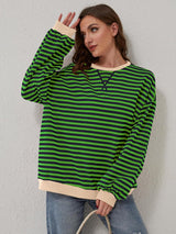 Contrast Striped Long Sleeve Sweatshirt