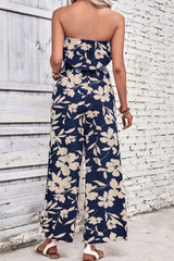 Floral Strapless Wide Leg Jumpsuit