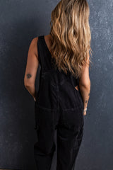 Pocketed Straight Denim Overalls