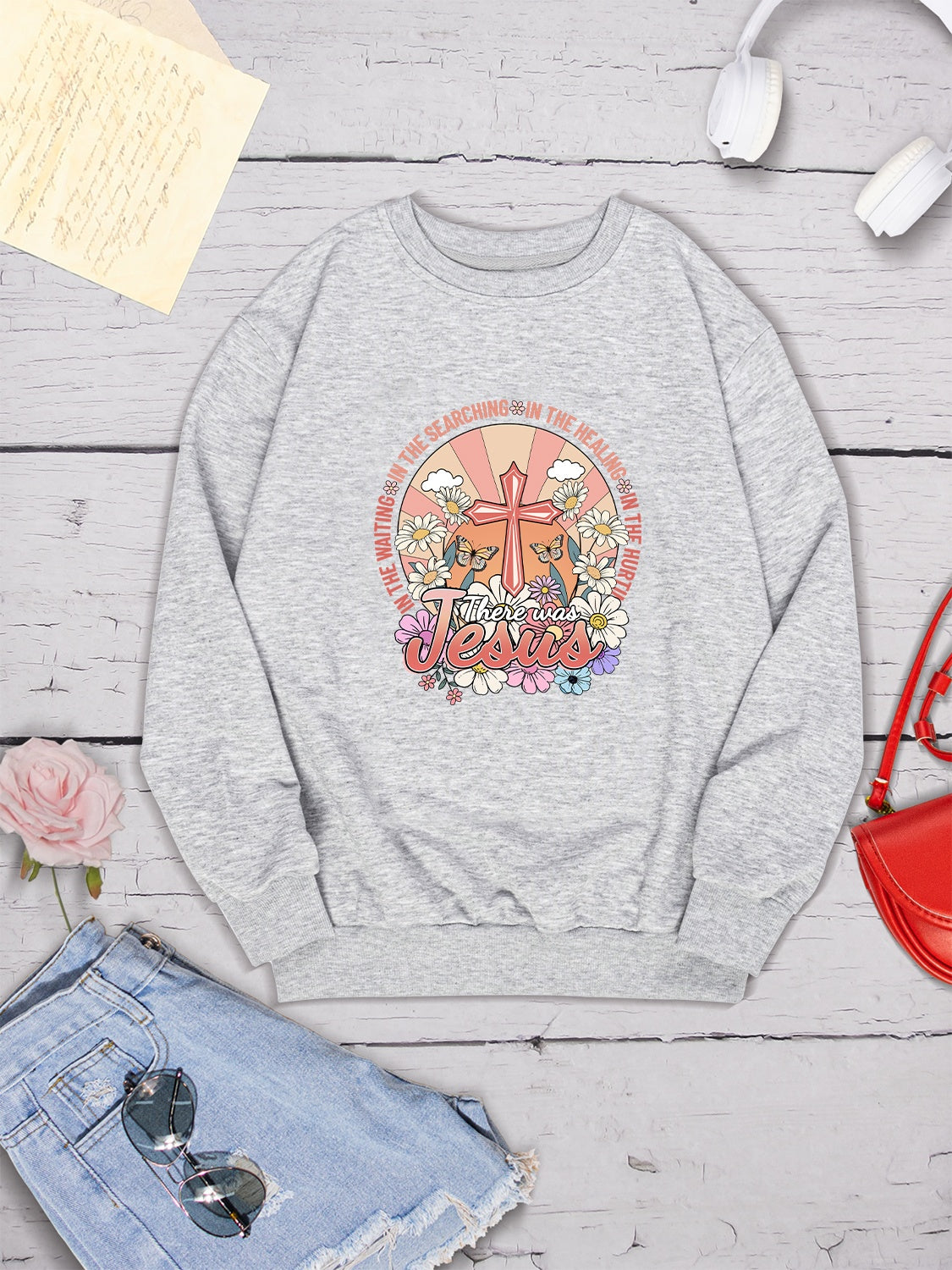 Cross Graphic Round Neck Sweatshirt