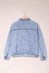 Pocketed Button Up Collared Neck Denim Jacket