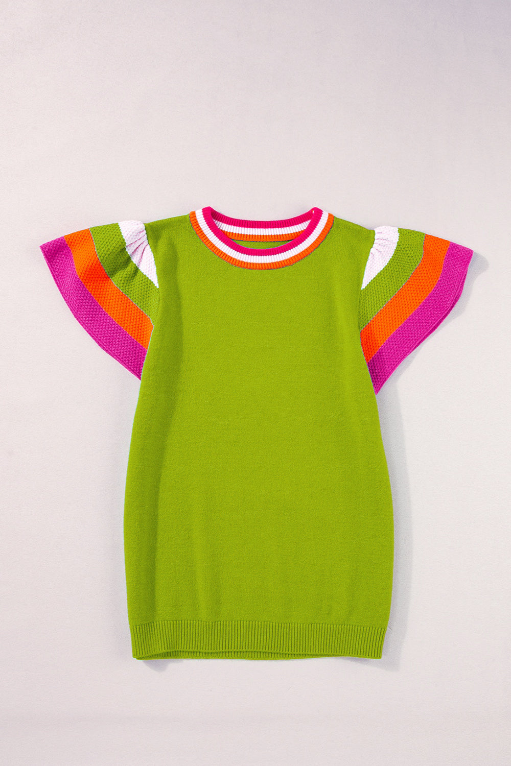 Color Block Round Neck Knit Top