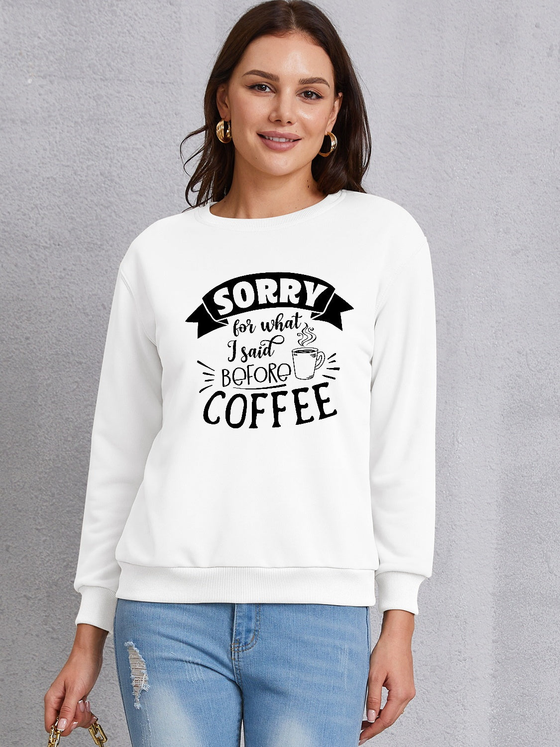 Letter Graphic Round Neck Sweatshirt