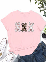 Rabbit Graphic Round Neck Short Sleeve T-Shirt