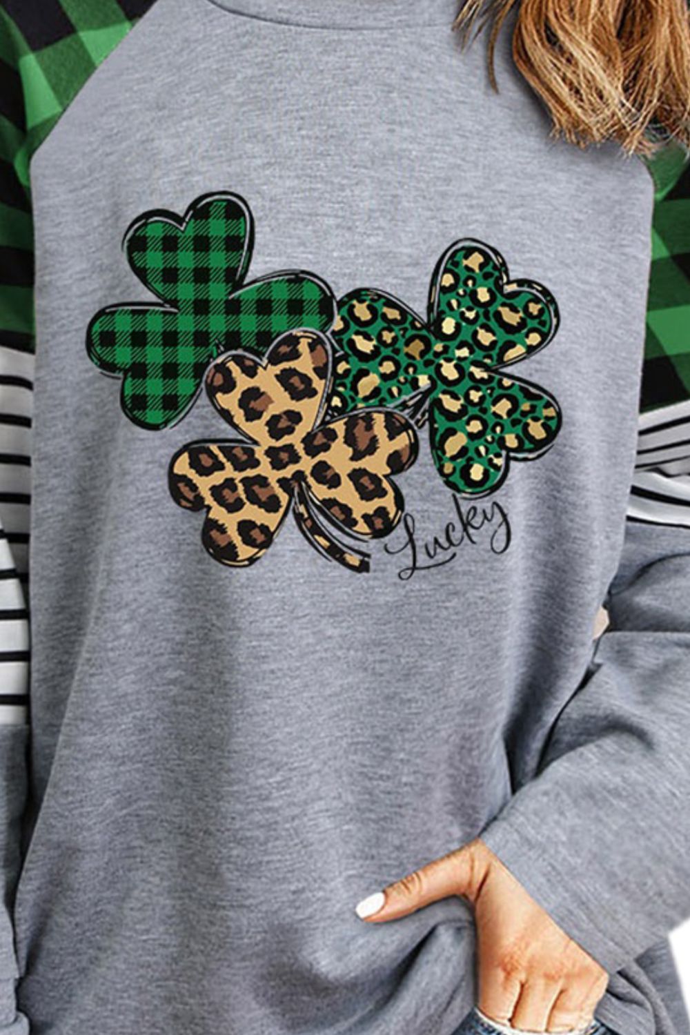 Lucky Clover Raglan Sleeve Sweatshirt