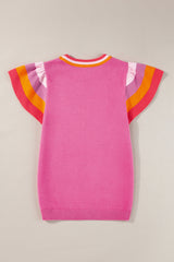 Color Block Round Neck Knit Top