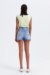 BAYEAS High Rise Bandless Denim Shorts