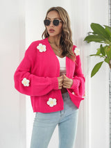 Floral Open Front Long Sleeve Cardigan