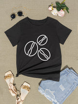 Coffee Bean Graphic Round Neck T-Shirt