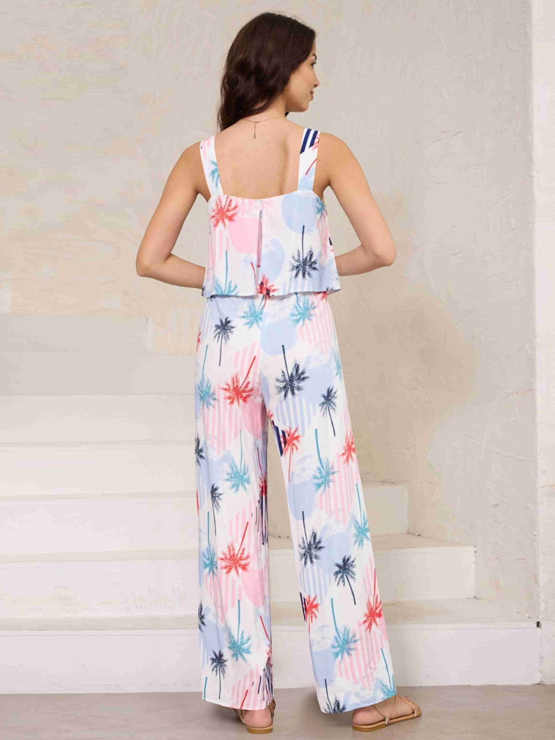 Printed Wide Strap Top and Pants Set