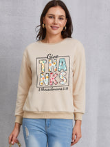 Letter Graphic Round Neck Dropped Shoulder Sweatshirt