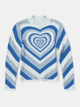 Heart Mock Neck Long Sleeve Sweater