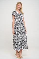 RENEE C Printed Smocked Waist Maxi Dress