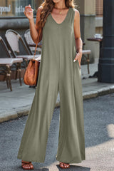 Full Size V-Neck Wide Strap Jumpsuit