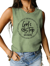 Letter Graphic Round Neck Tank