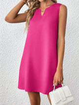 Notched Sleeveless Mini Tank Dress