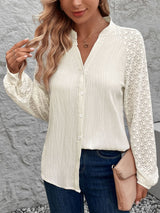 Textured Notched Long Sleeve Shirt