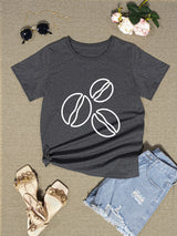 Coffee Bean Graphic Round Neck T-Shirt