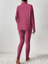 Ribbed Turtleneck Top and Pants Set