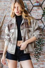 Reborn J Plaid Button Up Long Sleeve Shacket