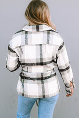 Plaid Tie Front Collared Neck Jacket