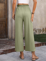 Drawstring Pocketed Wide Leg Pants