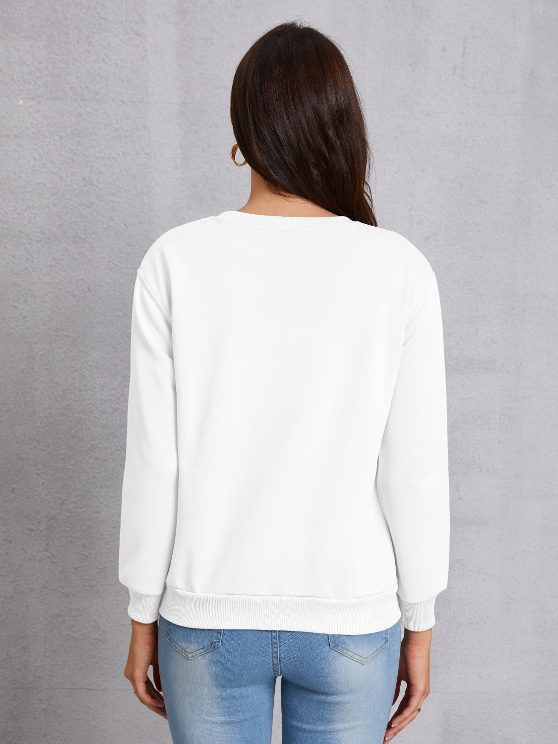 Butterfly Round Neck Dropped Shoulder Sweatshirt