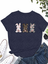 Rabbit Graphic Round Neck Short Sleeve T-Shirt