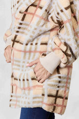 H&T Checked Faux Fur Hooded Jacket