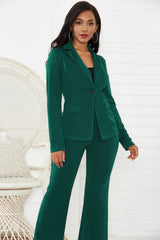 Lapel Collar Long Sleeve Blazer and Pants Set