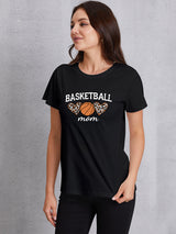 BASKETBALL MOM Round Neck Short Sleeve T-Shirt