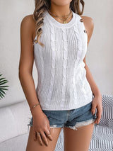 Cable-Knit Round Neck Vest