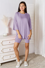 Basic Bae Full Size Soft Rayon Three-Quarter Sleeve Top and Shorts Set