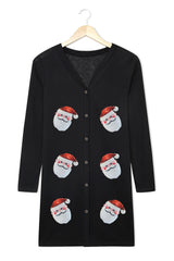 Sequin Santa Button Up Long Sleeve Cardigan