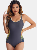 Scoop Neck Wide Strap One-Piece Swimwear