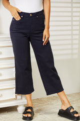 Judy Blue Full Size High Waist Tummy Control Garment Dyed Wide Cropped Jeans