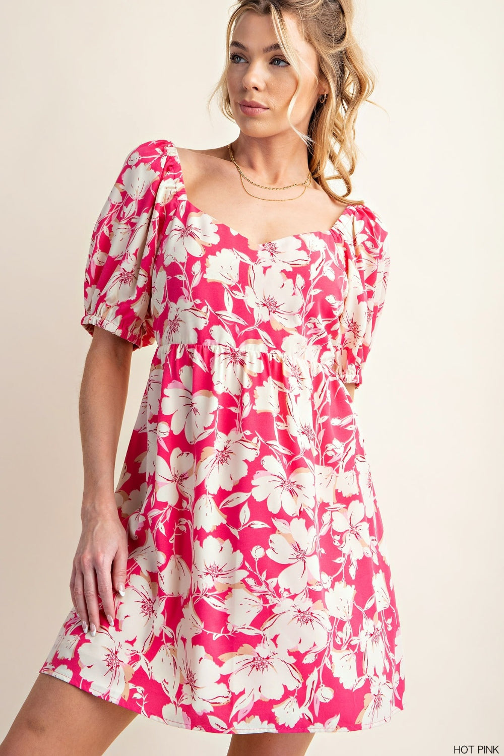 Kori America Floral Short Sleeve Mini Dress