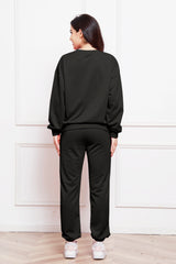 Round Neck Long Sleeve Sweatshirt and Pants Set