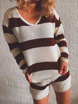 Striped Knit Top and Shorts Set