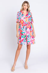 GeeGee Printed Short Sleeve Ruffle Hem Dress