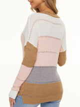 Eyelet Surplice Dropped Shoulder Sweater